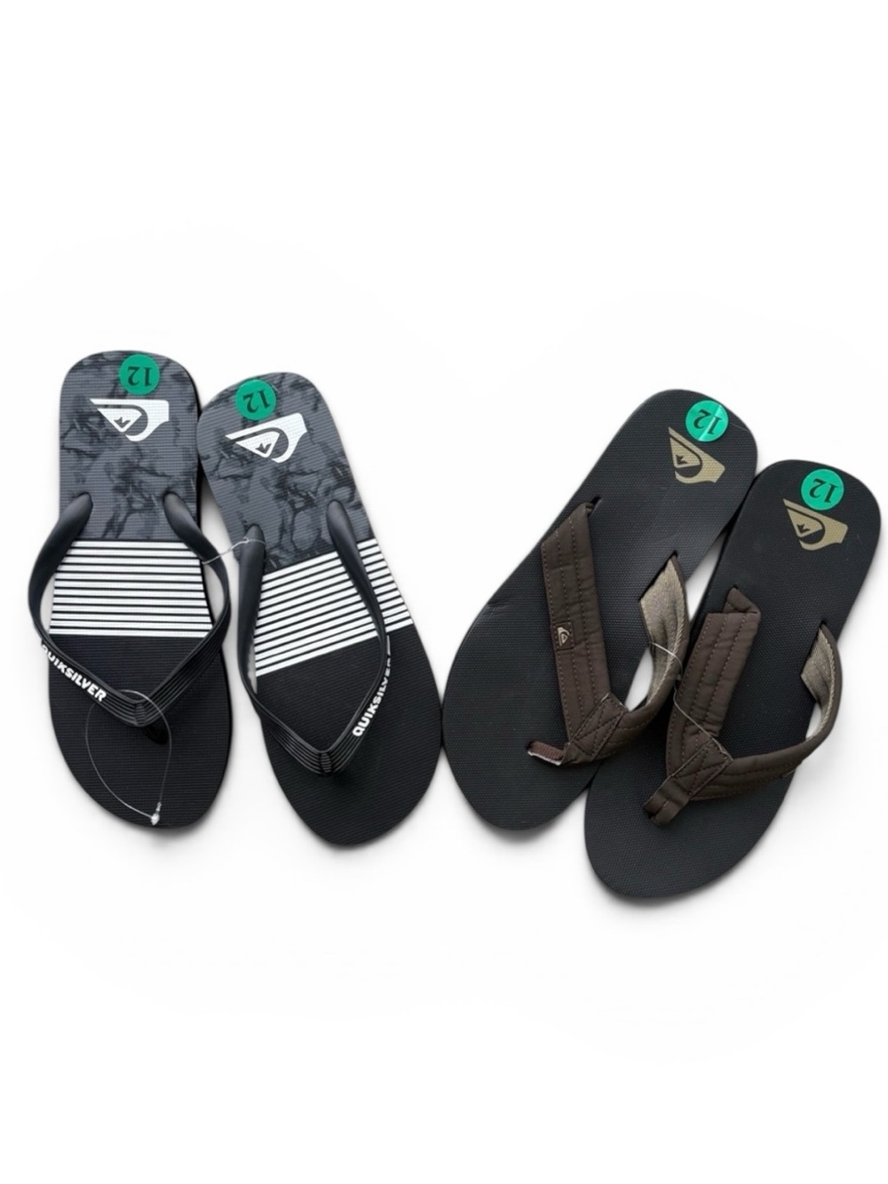 Quiksilver 2 Pair Men's Flip Flops Size 12 NWOT
